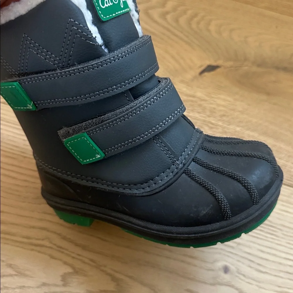 CAT & JACK Dark Gray & Green Denver Winter Snow Boots Toddler 10